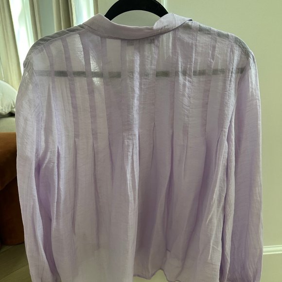 Zara lilac button down semi sheer blouse, size M - Picture 5 of 6